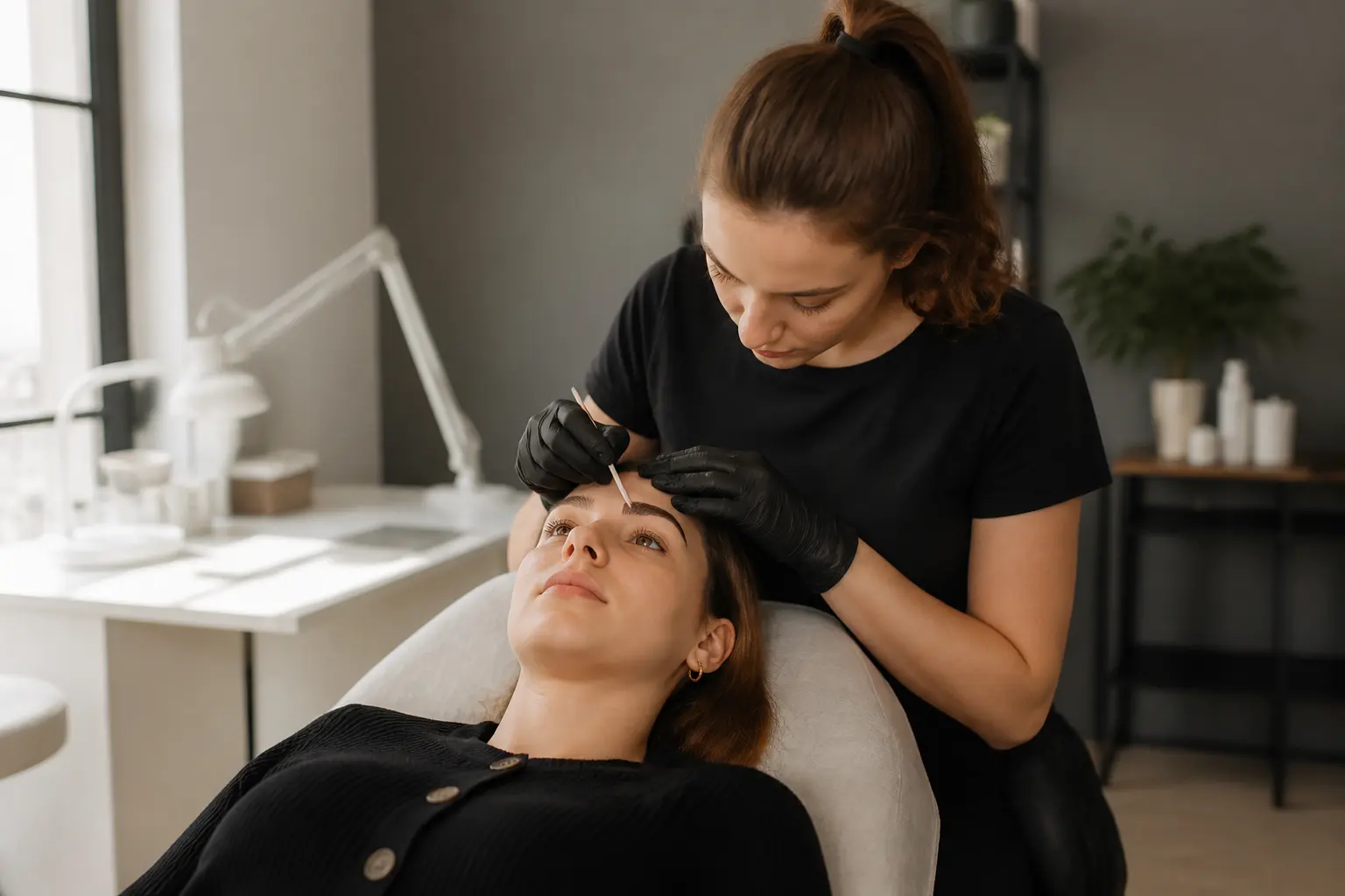 Editorial cover photograph about brow lamination setting time