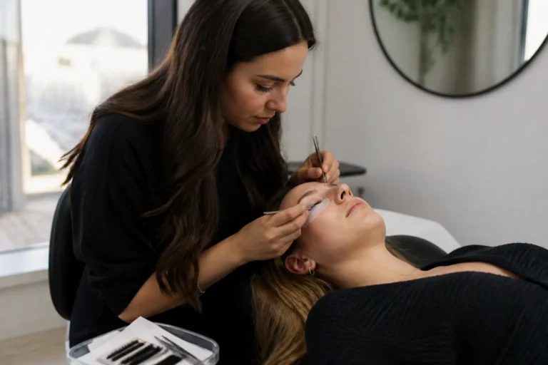 Editorial cover photograph about eyelash extension length and curl