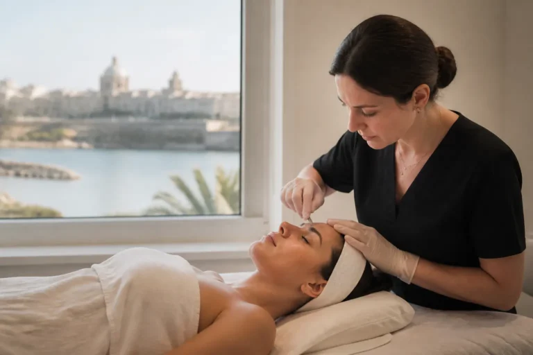 Editorial cover photograph about how often to book dermaplaning