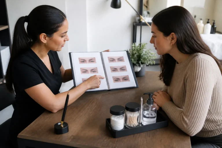Editorial cover photograph about how to choose a microblading artist