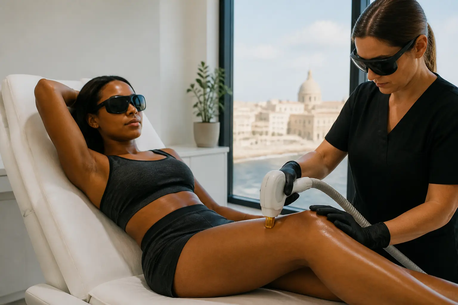 Editorial cover photograph about laser hair removal for dark skin