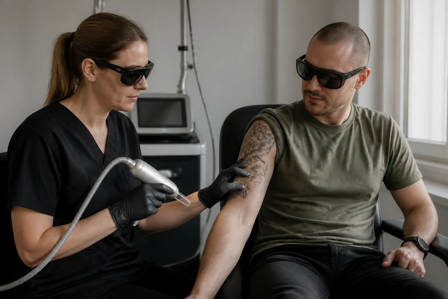 Supporting editorial photograph about laser tattoo removal before a cover-up