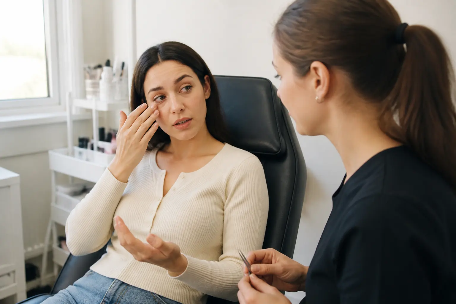 Supporting editorial photograph about eyelash extension adhesive allergy