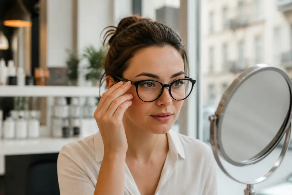 Editorial cover photograph about lash extensions with glasses