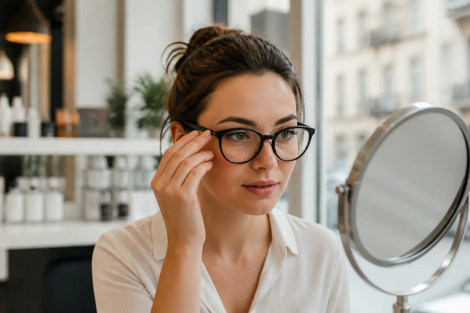 Editorial cover photograph about lash extensions with glasses