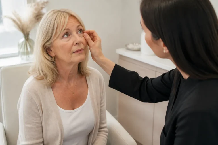 Editorial cover photograph about lash lift for mature lashes