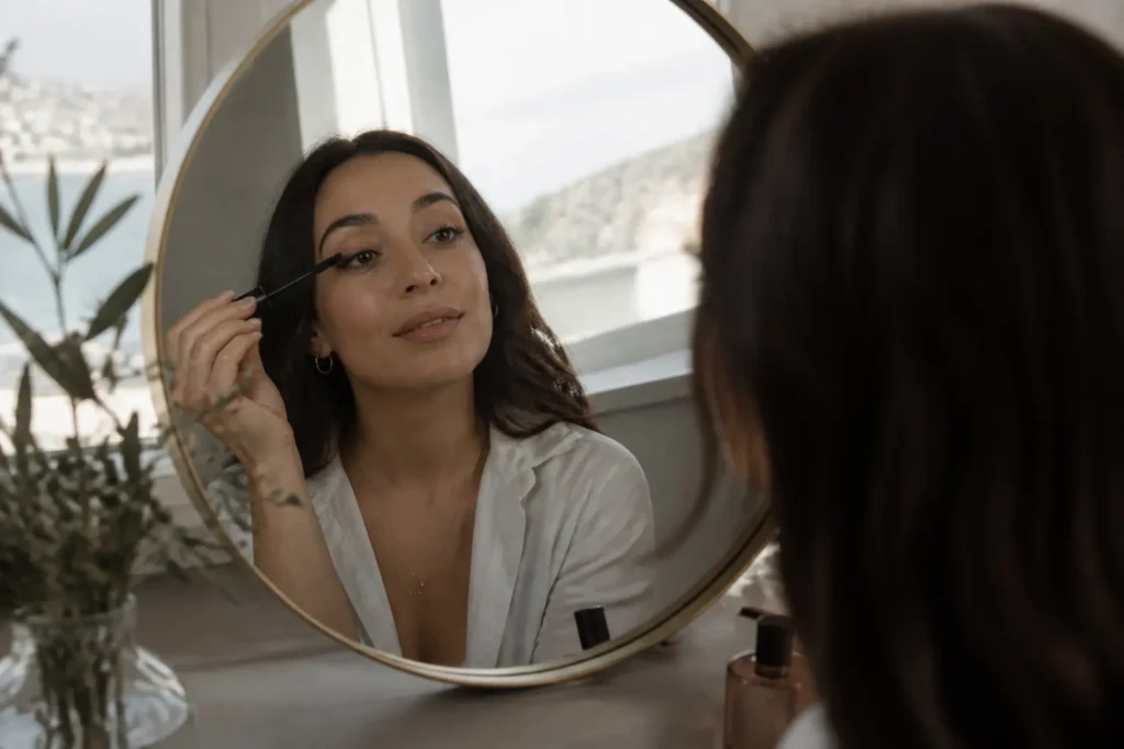 Editorial cover photograph about lash lift vs mascara
