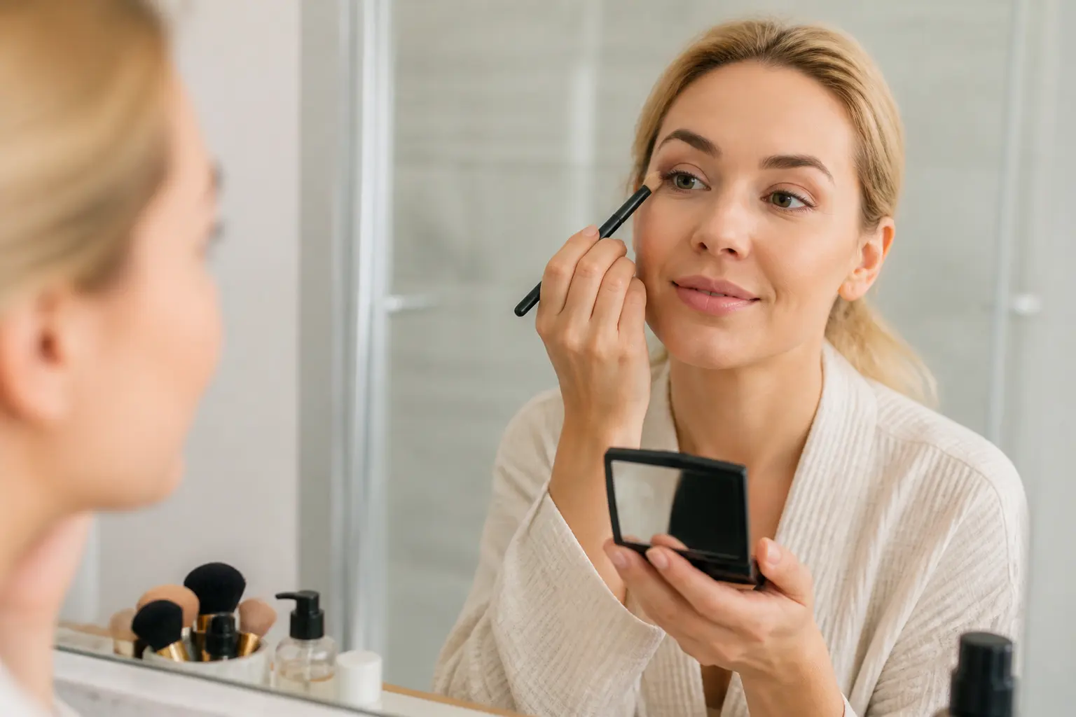 Editorial cover photograph about make-up after microblading