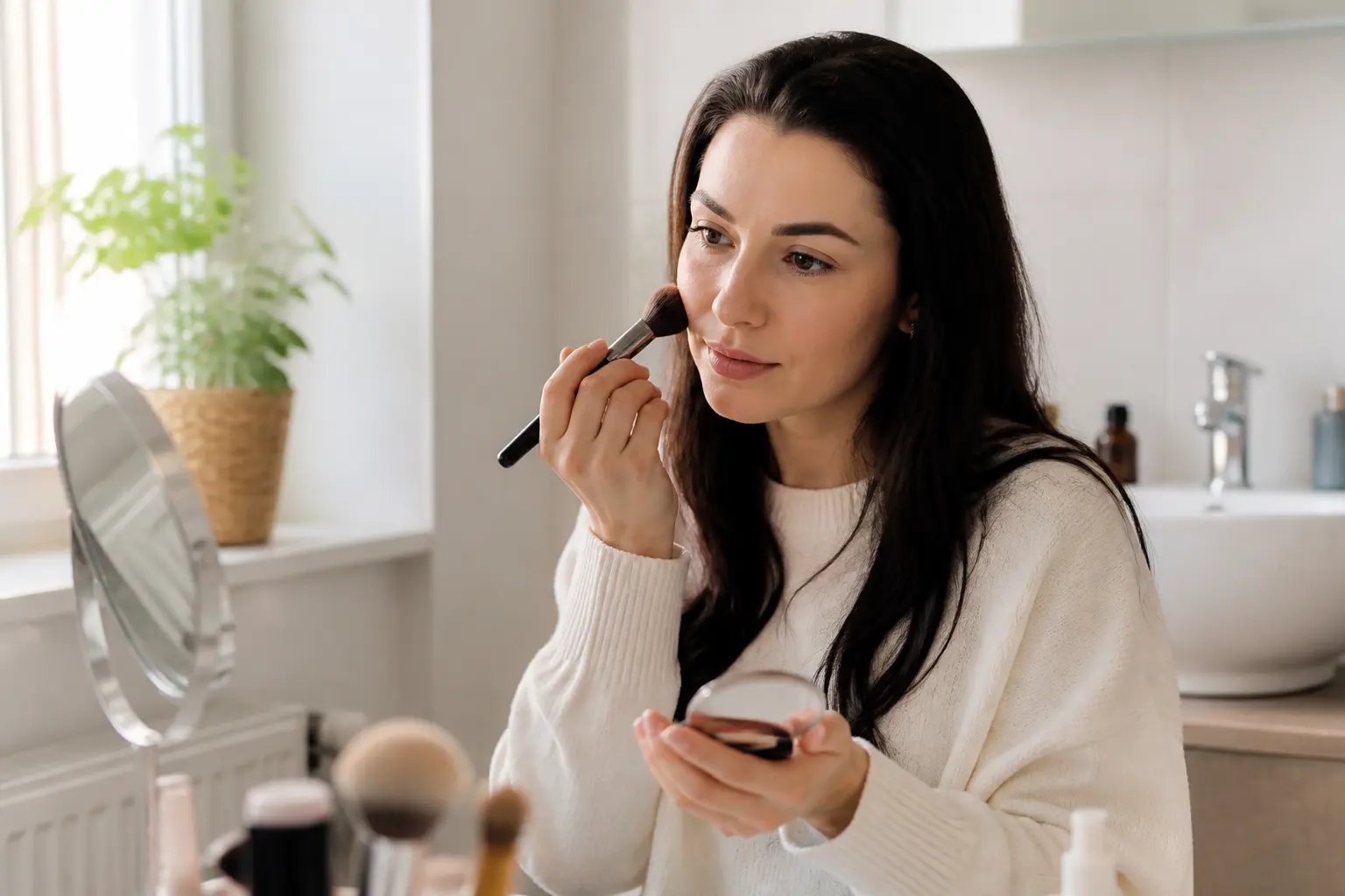 Supporting editorial photograph about make-up after microblading