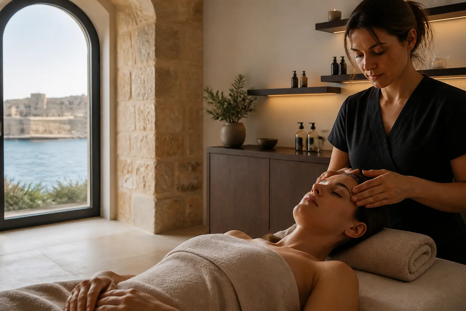 Editorial cover photograph about massage and facial spa day