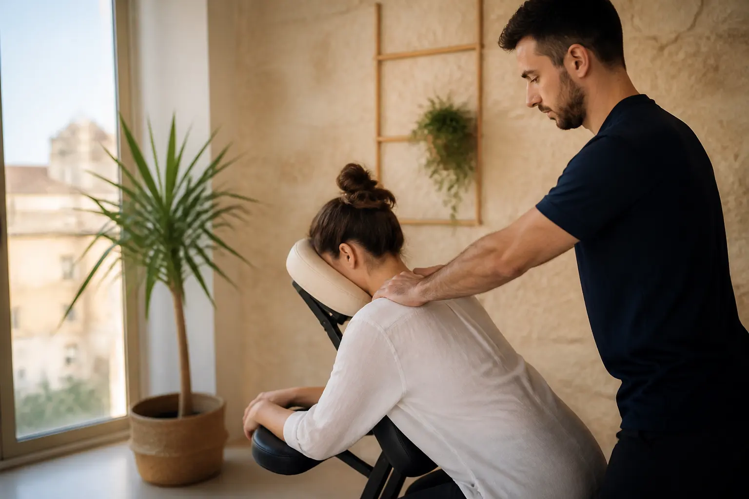 Supporting editorial photograph about massage for desk workers