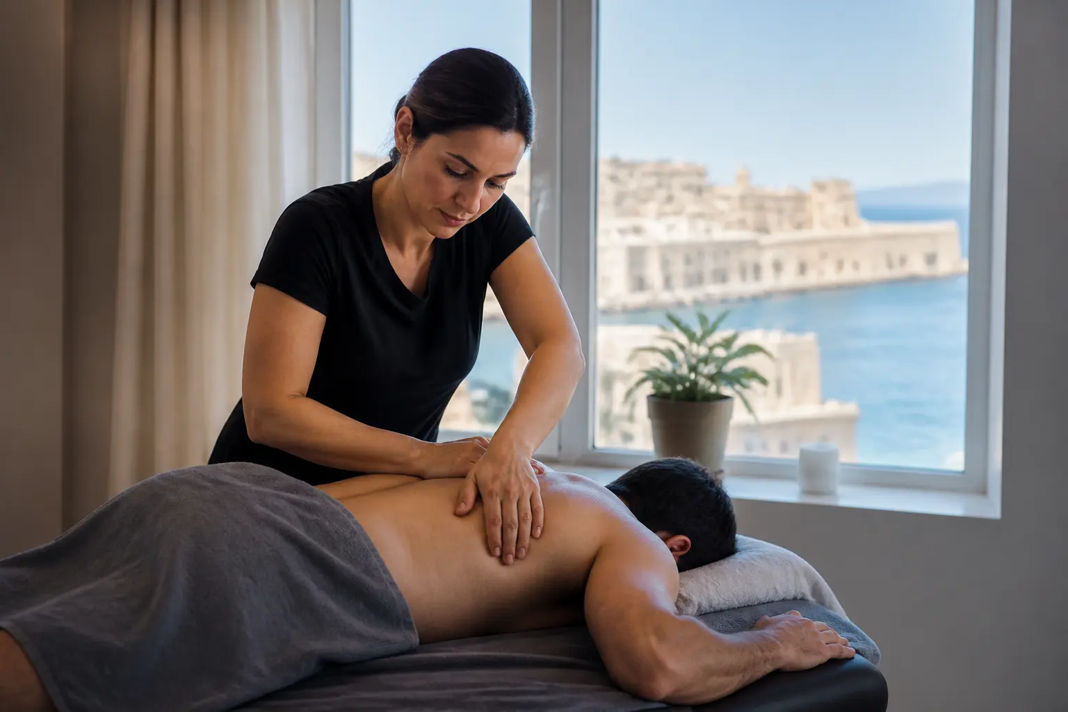 Editorial cover photograph about massage pressure levels