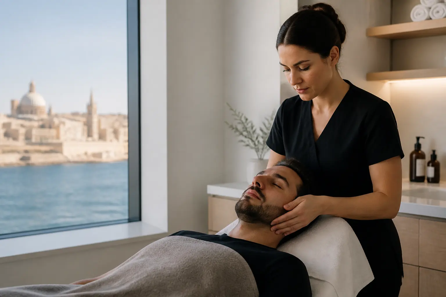 Editorial cover photograph about men's facial in Malta