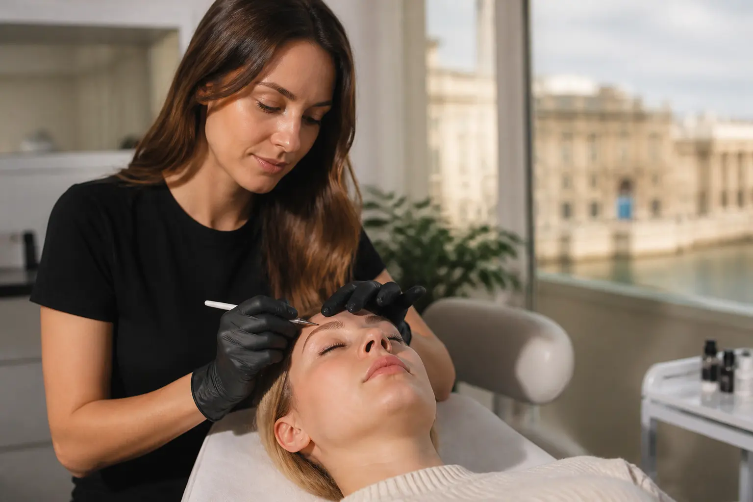Editorial cover photograph about microblading healing timeline day by day