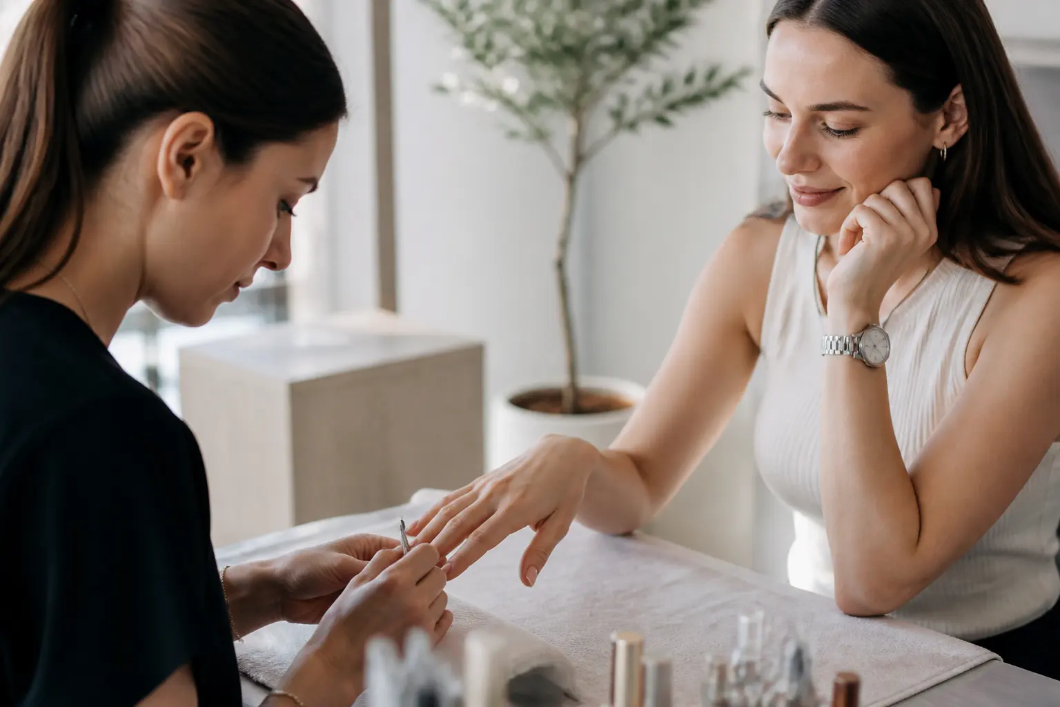 Editorial cover photograph about modern French manicure ideas