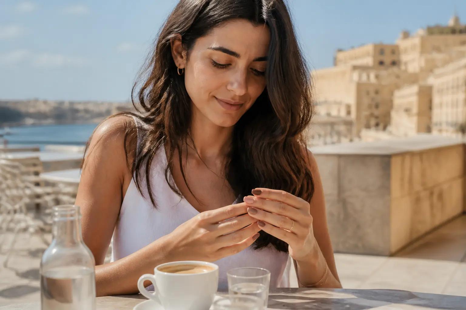 Supporting editorial photograph about nail colours for olive skin