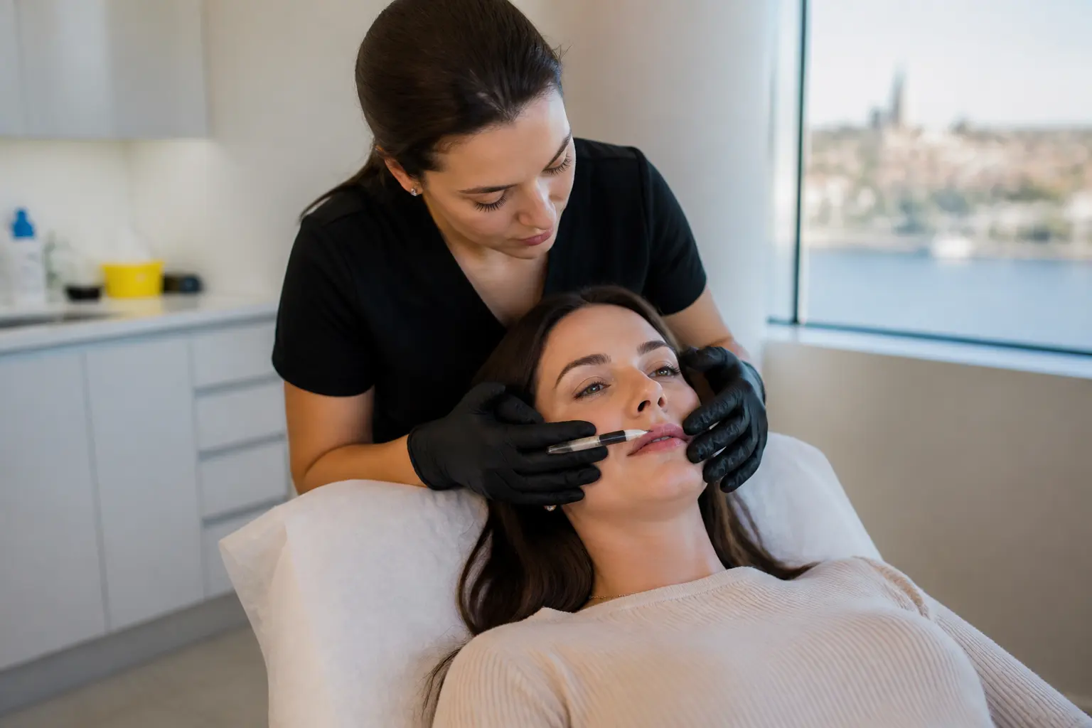 Supporting editorial photograph about natural lip micropigmentation results
