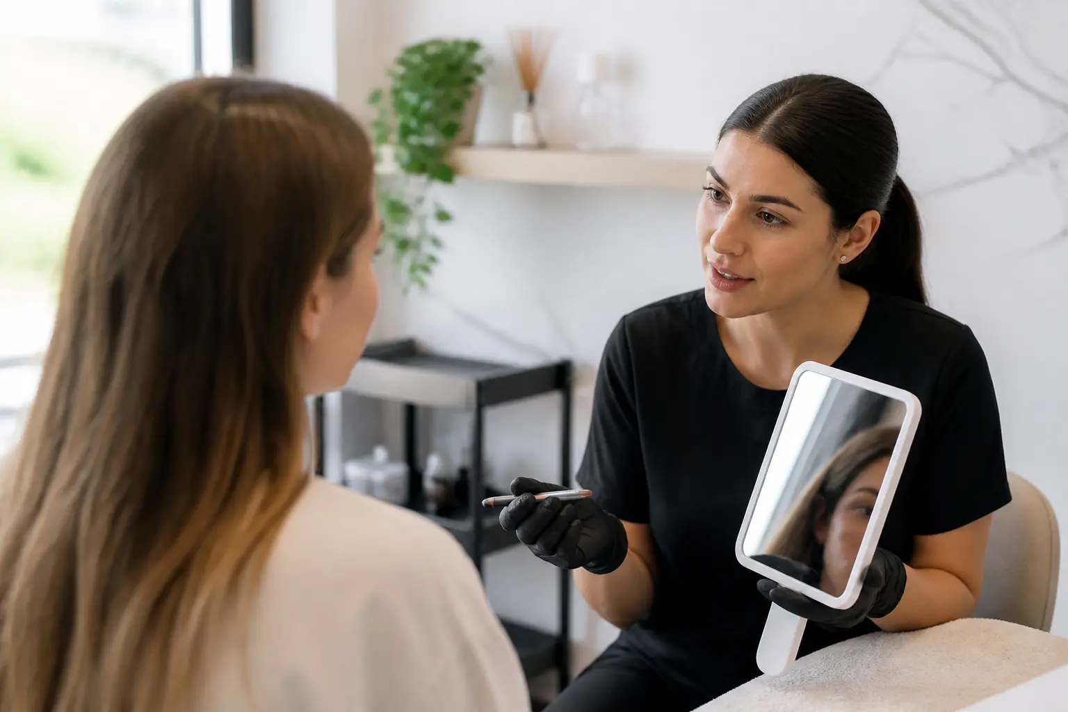 Editorial cover photograph about microblading for oily skin