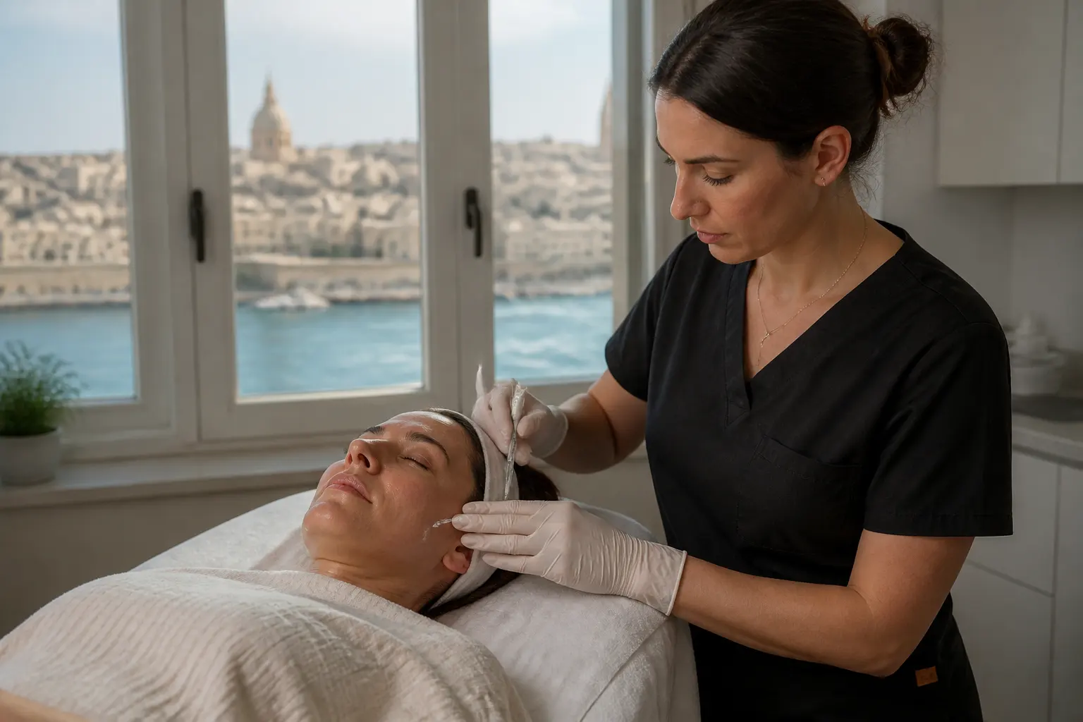 Editorial cover photograph about PDRN facial before an event