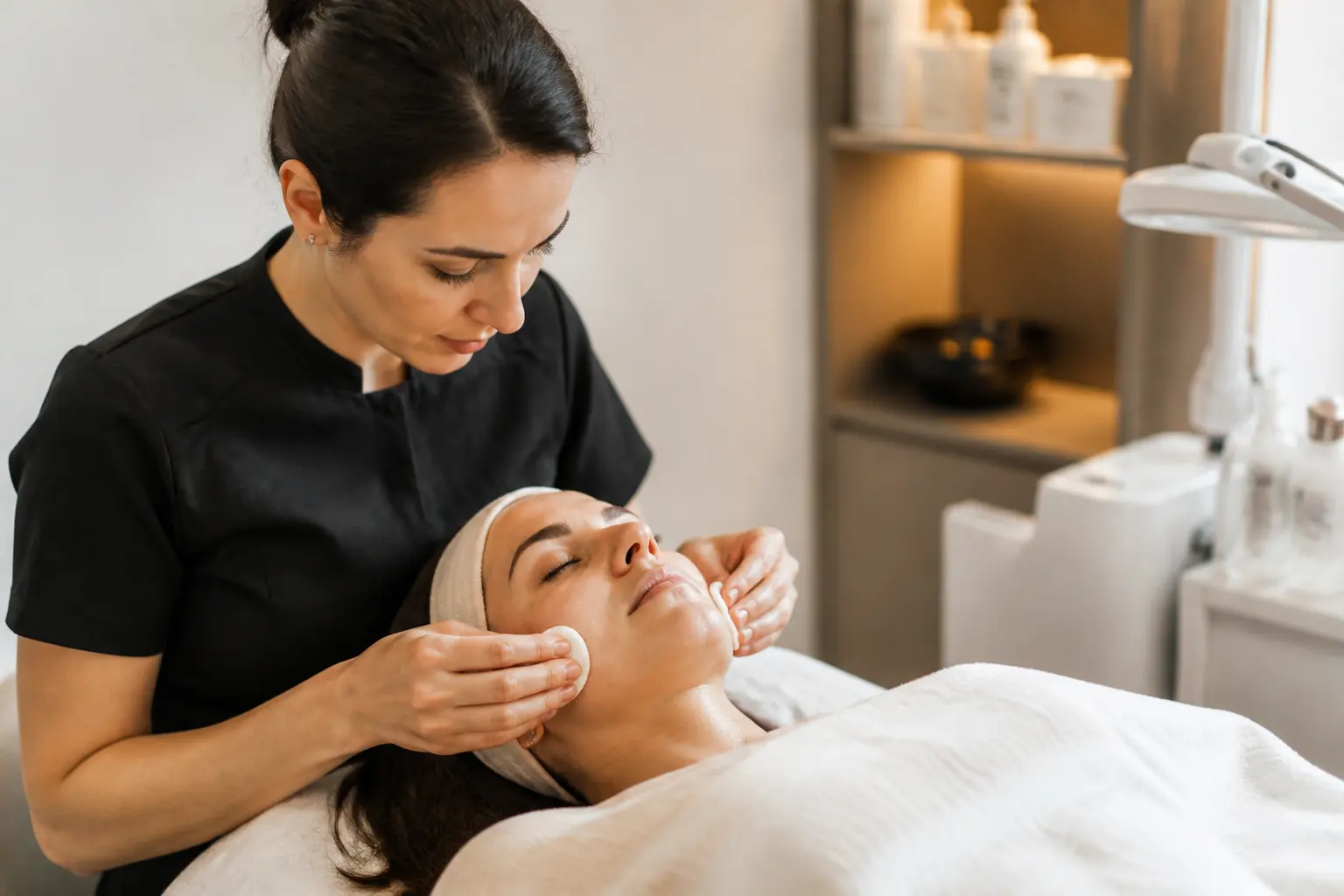 Editorial cover photograph about professional facial cleansing for blackheads