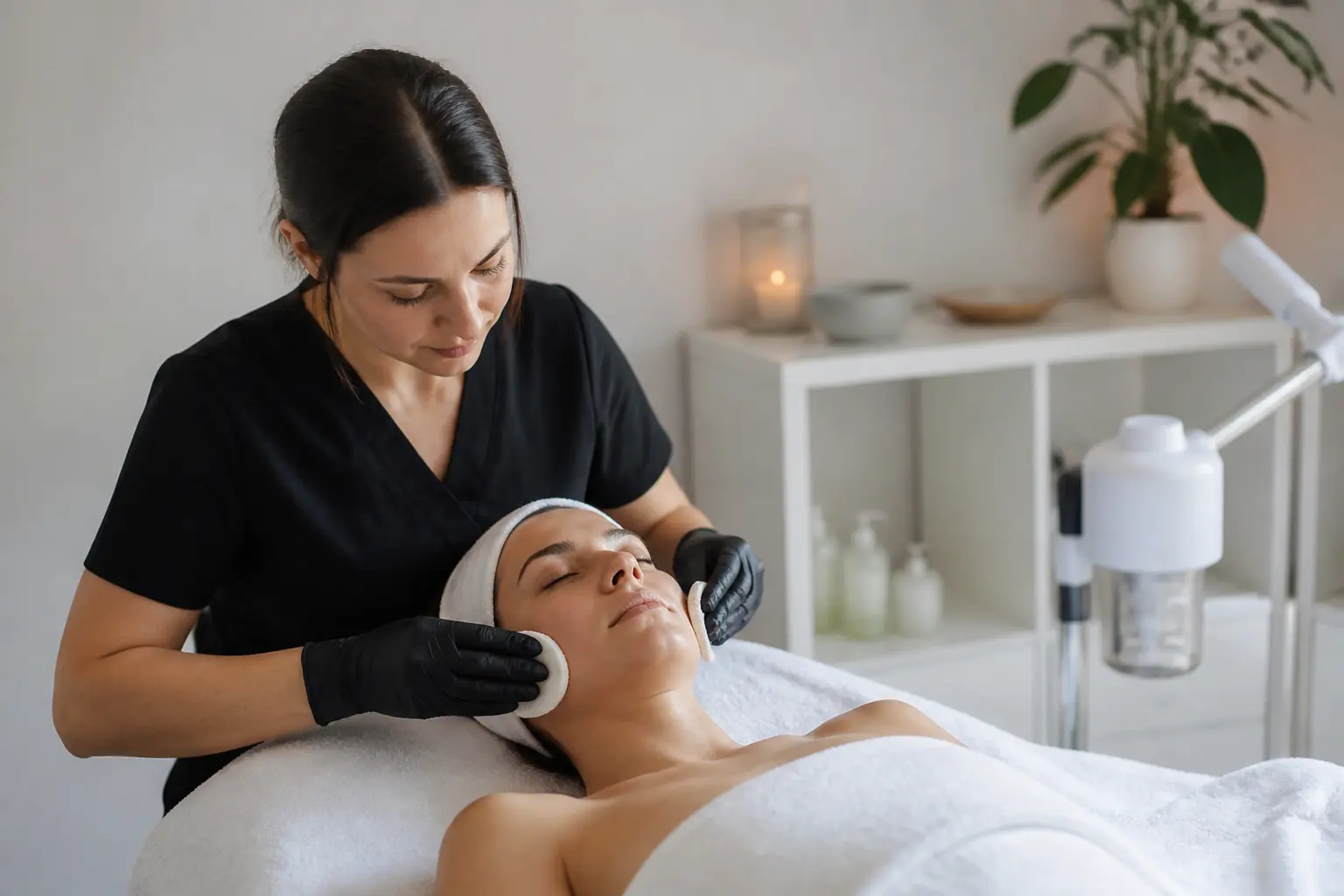 Supporting editorial photograph about professional facial vs at-home skincare