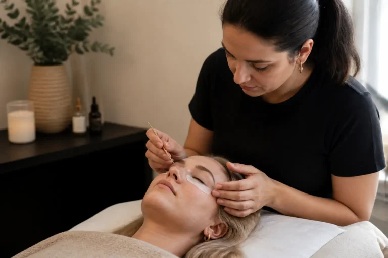 Editorial cover photograph about professional lash extension removal