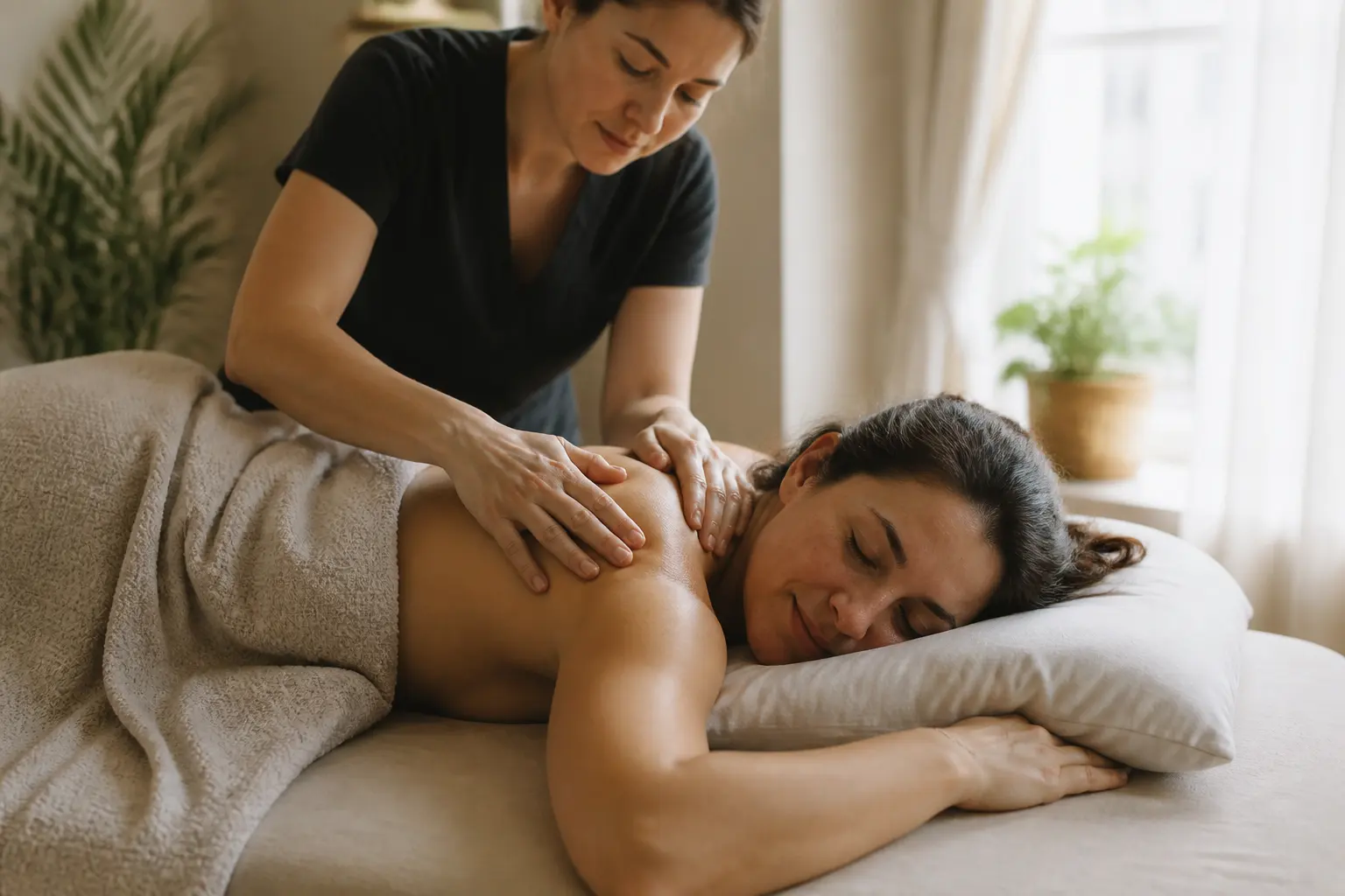 Editorial cover photograph about relaxing massage benefits