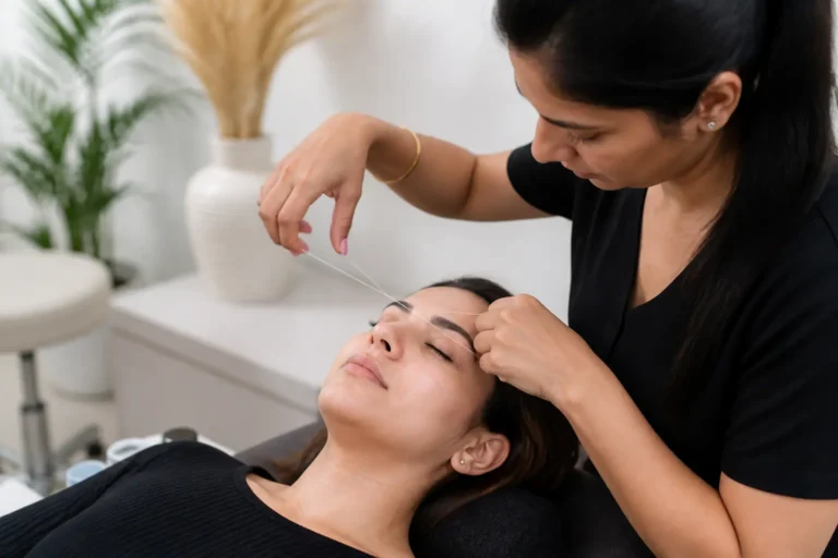 Editorial cover photograph about eyebrow threading after a long break