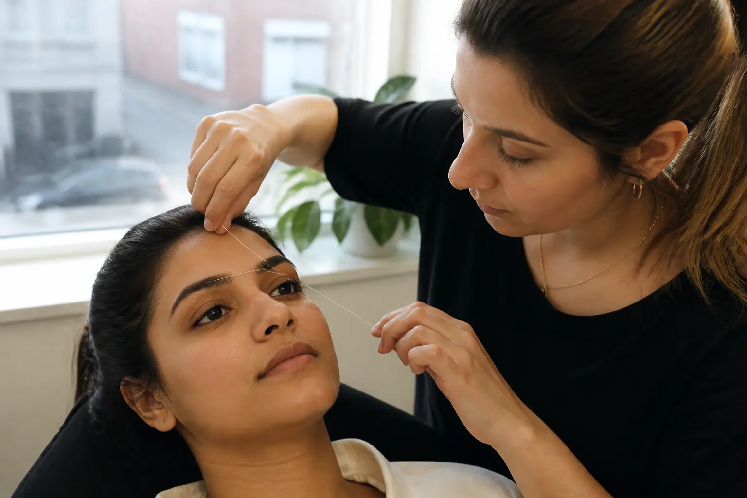Supporting editorial photograph about eyebrow threading after a long break