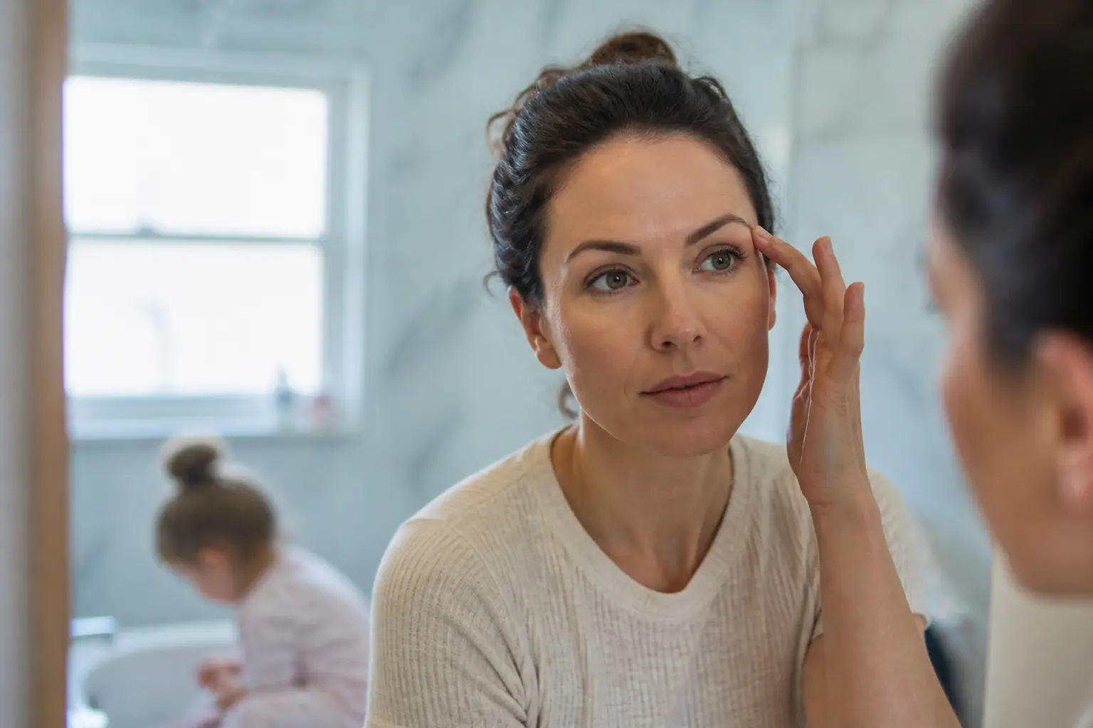 Supporting editorial photograph about semi-permanent brows for busy mums