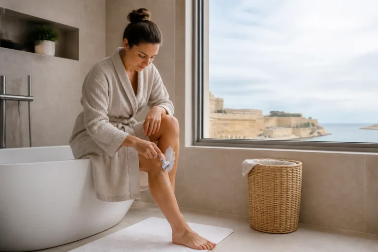 Editorial cover photograph about shaving between laser hair removal sessions