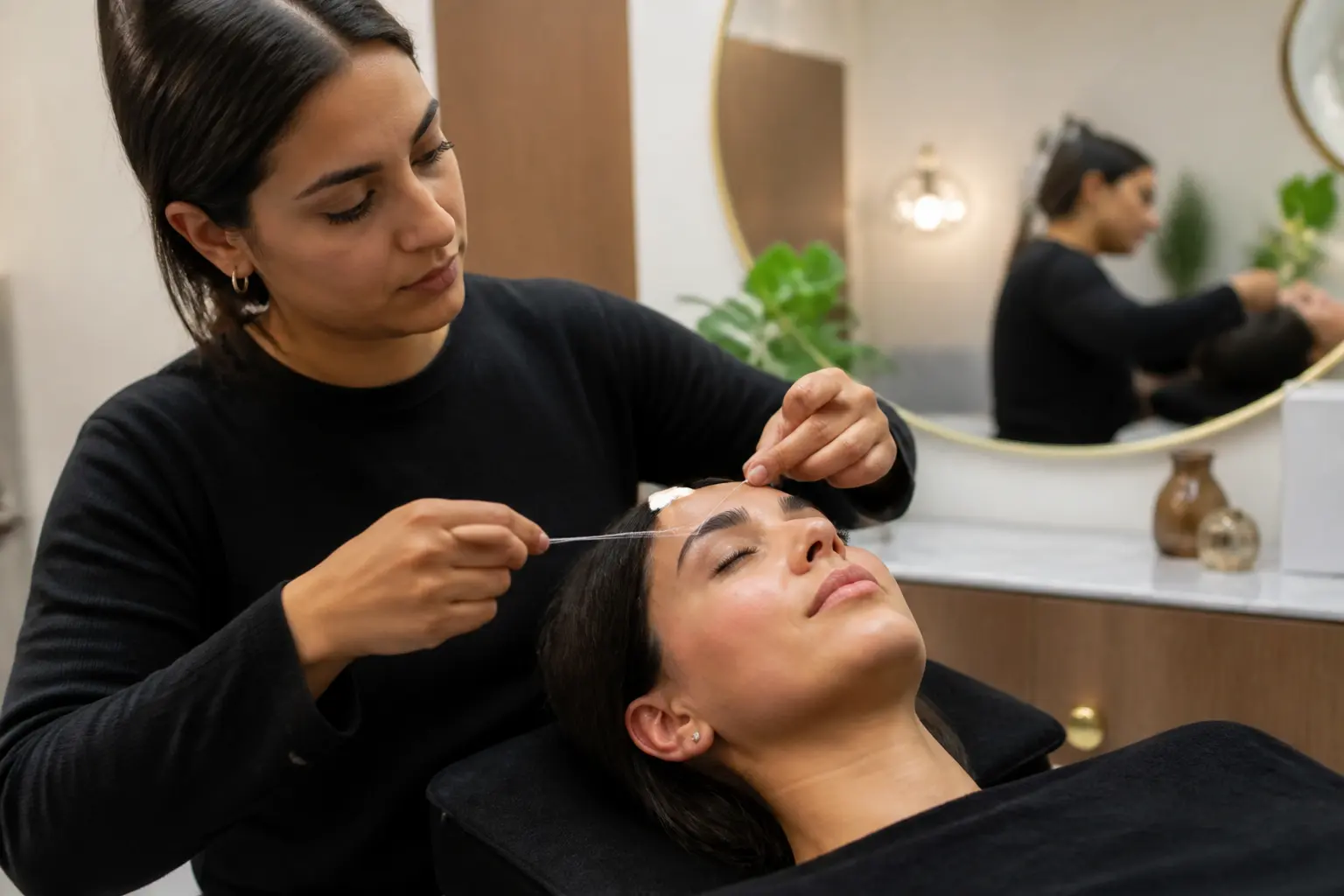 Supporting editorial photograph about single-use thread eyebrow threading