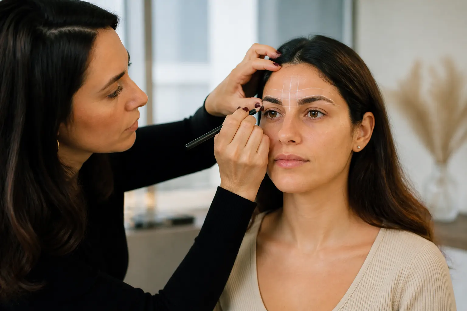 Editorial cover photograph about straight vs arched eyebrows