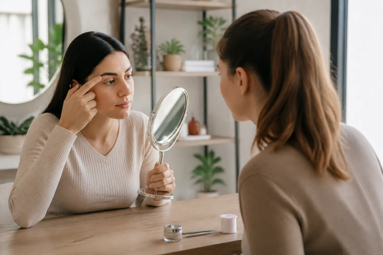 Supporting editorial photograph about eyebrow threading after faded microblading