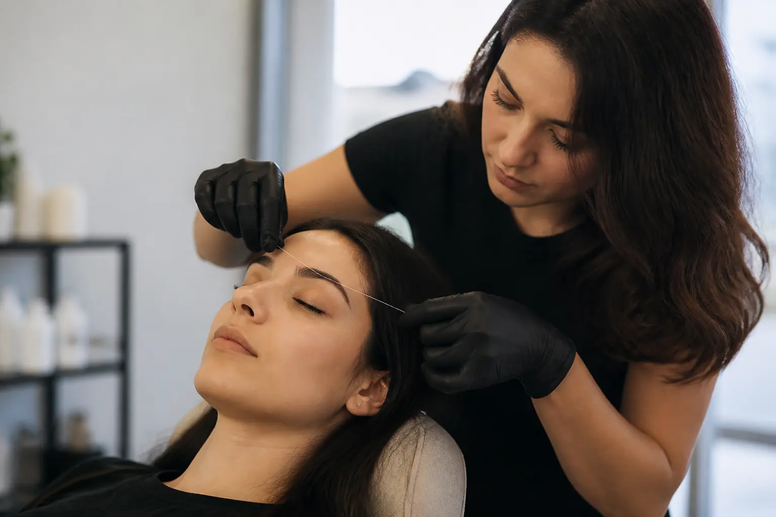 Supporting editorial photograph about eyebrow threading and tint