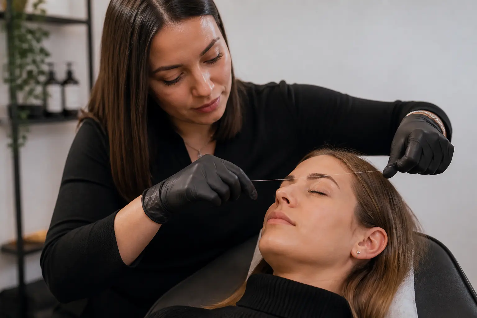 Supporting editorial photograph about threading between microblading refreshes