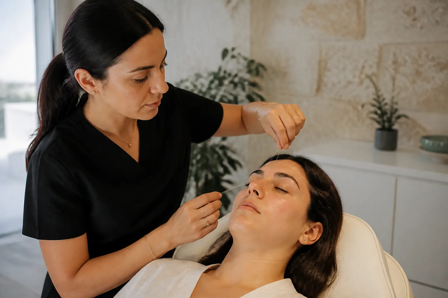 Editorial cover photograph about threading for sensitive skin