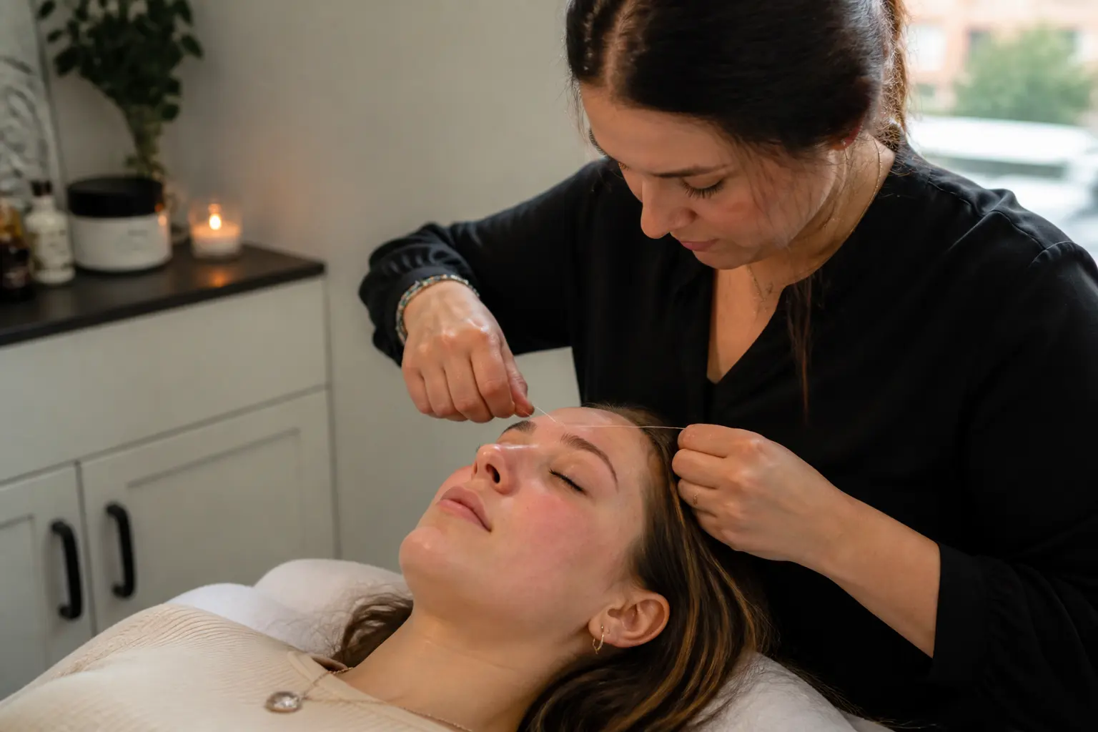 Supporting editorial photograph about threading for sensitive skin