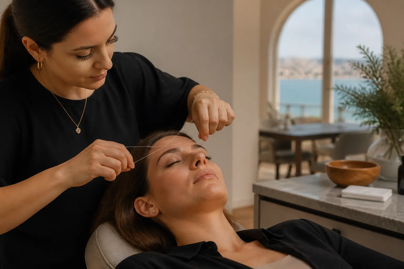 Editorial cover photograph about threading vs eyebrow razor