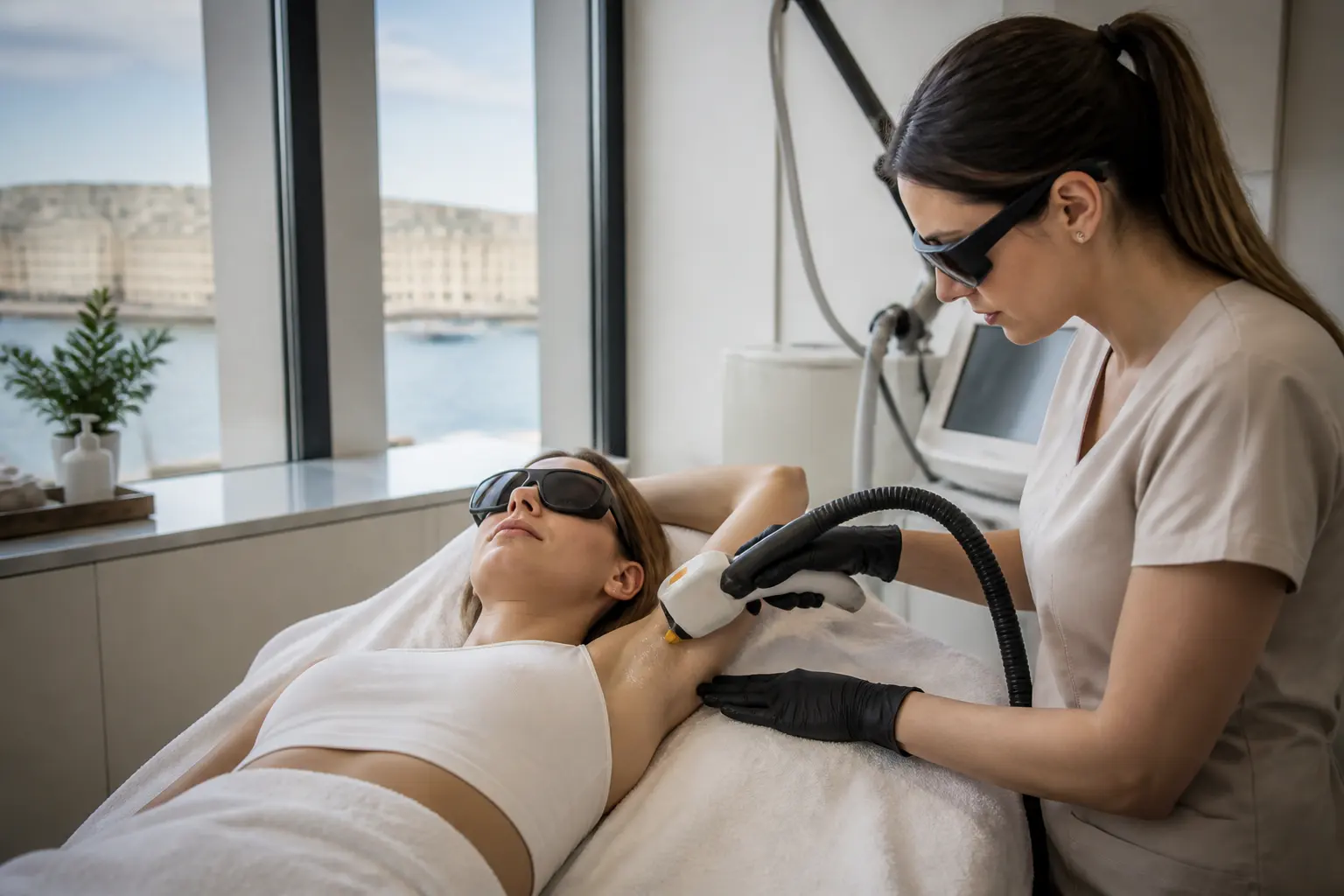 Editorial cover photograph about what does laser hair removal feel like