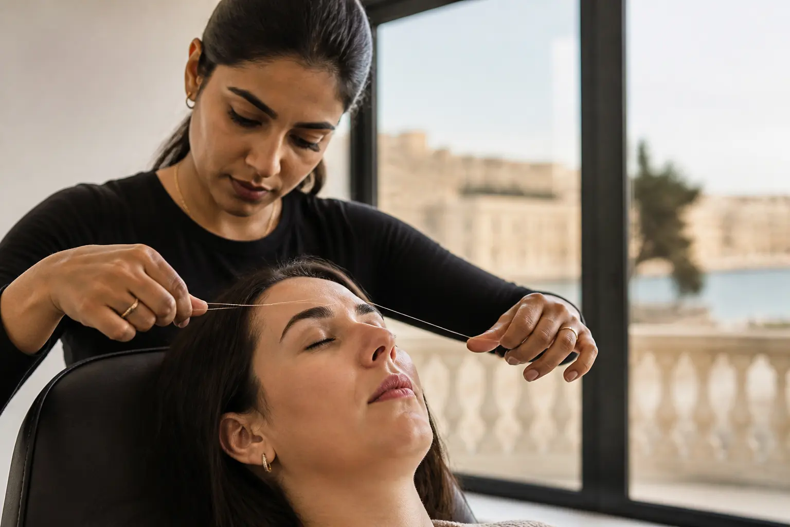 Editorial cover photograph about what is eyebrow threading
