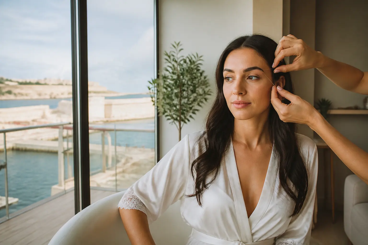 Editorial cover photograph about wedding eyebrow threading Malta