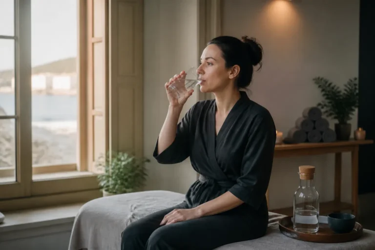 Editorial cover photograph about why drink water after a massage