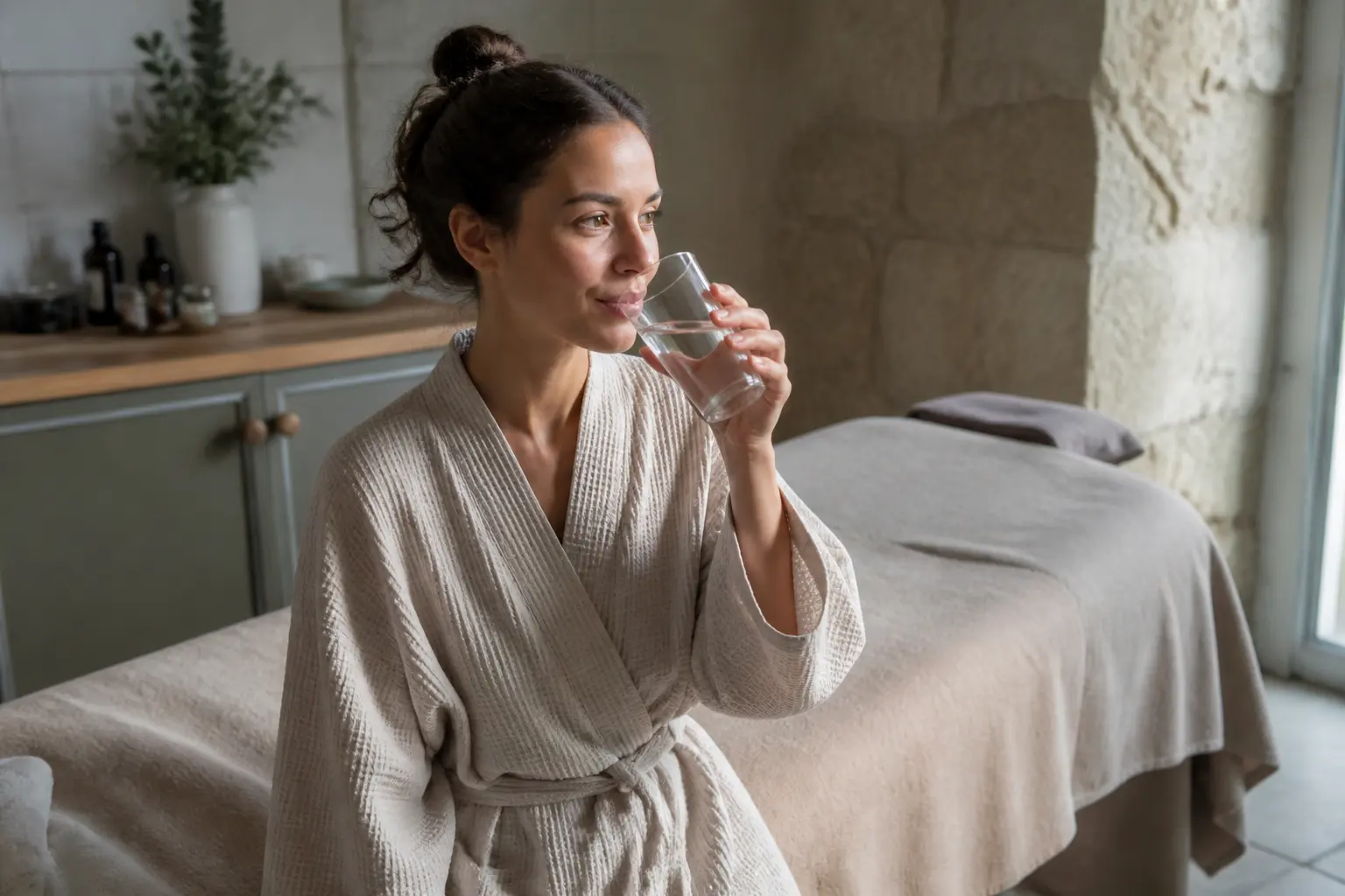 Supporting editorial photograph about why drink water after a massage
