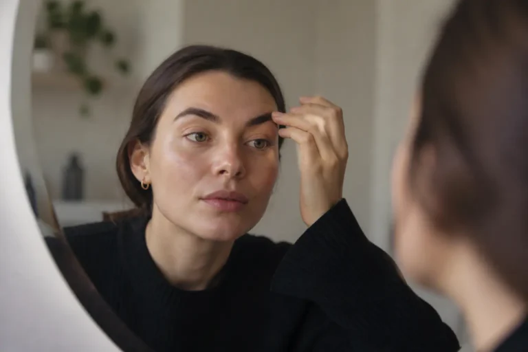 Editorial cover photograph about brows feel different after lamination