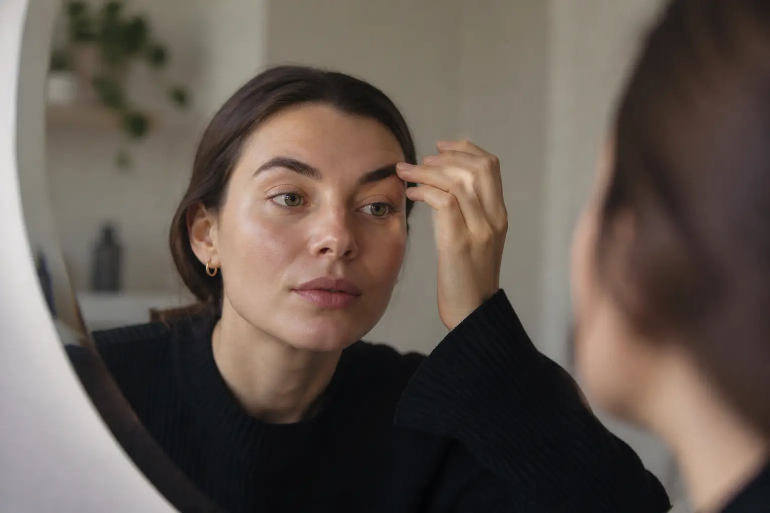 Editorial cover photograph about brows feel different after lamination