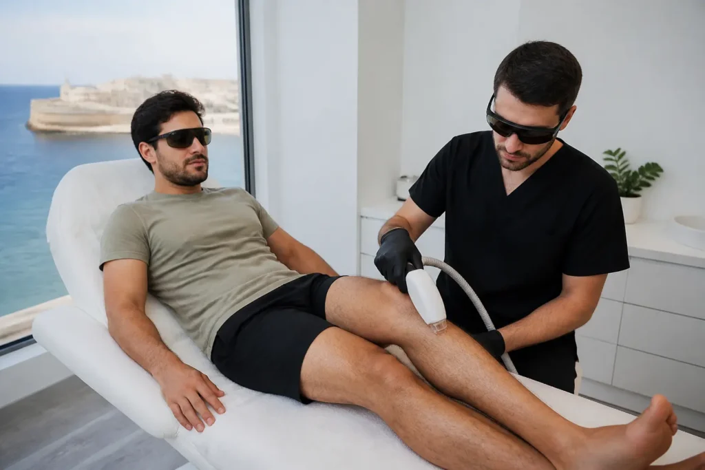 Editorial cover photograph about laser hair removal for men in Malta
