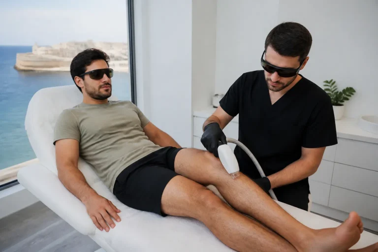 Editorial cover photograph about laser hair removal for men in Malta