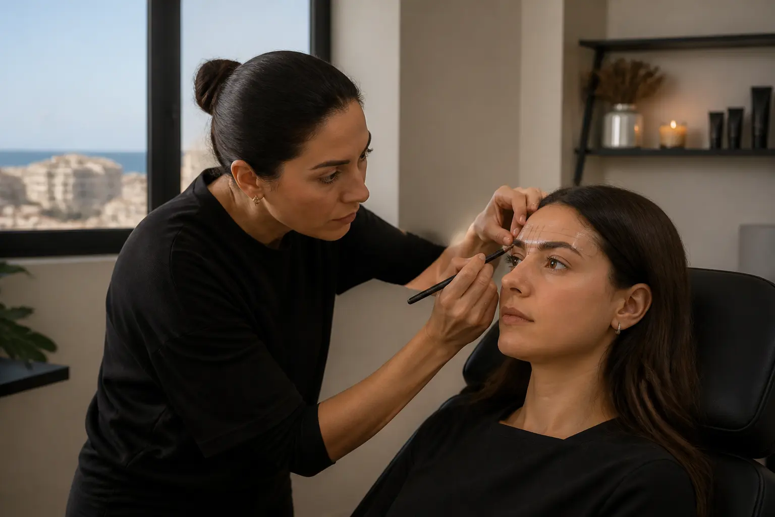 Editorial cover photograph about professional brow mapping