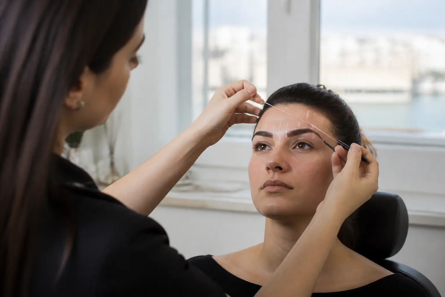 Editorial cover photograph about professional brow mapping